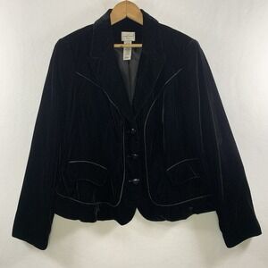 Emma James Womens Velvet Button Blazer 14P Whimsigoth Event Holiday Lined